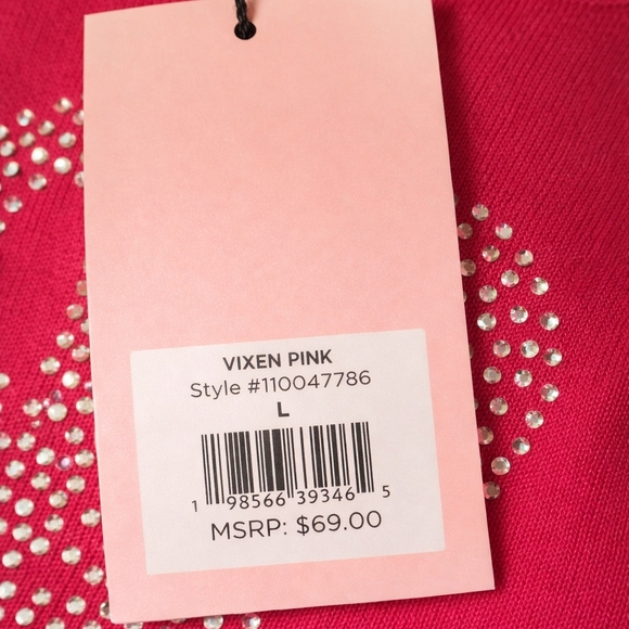 New! Juicy Couture Vixen Pink Rhinestone Crown “Juicy” Sweater – New w/ Tags (L) - Picture 5 of 6